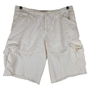 Monsieur Nicole Mens Cargo Shorts Size 31‎ Off White Frayed Hem Casual (Fits 32)